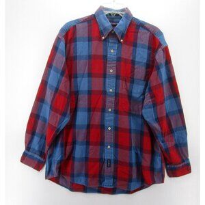 VINTAGE Gant Shirt Medium Button Up Plaid Rough Twill Pocket Preppy